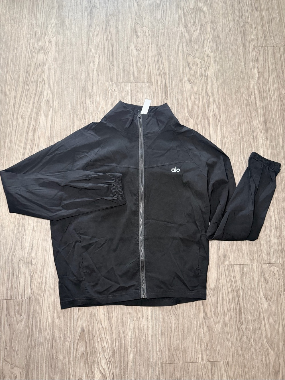 ALO Yoga Black Zip Front Track Jacket and Joggers Set - Picture 3 of 6